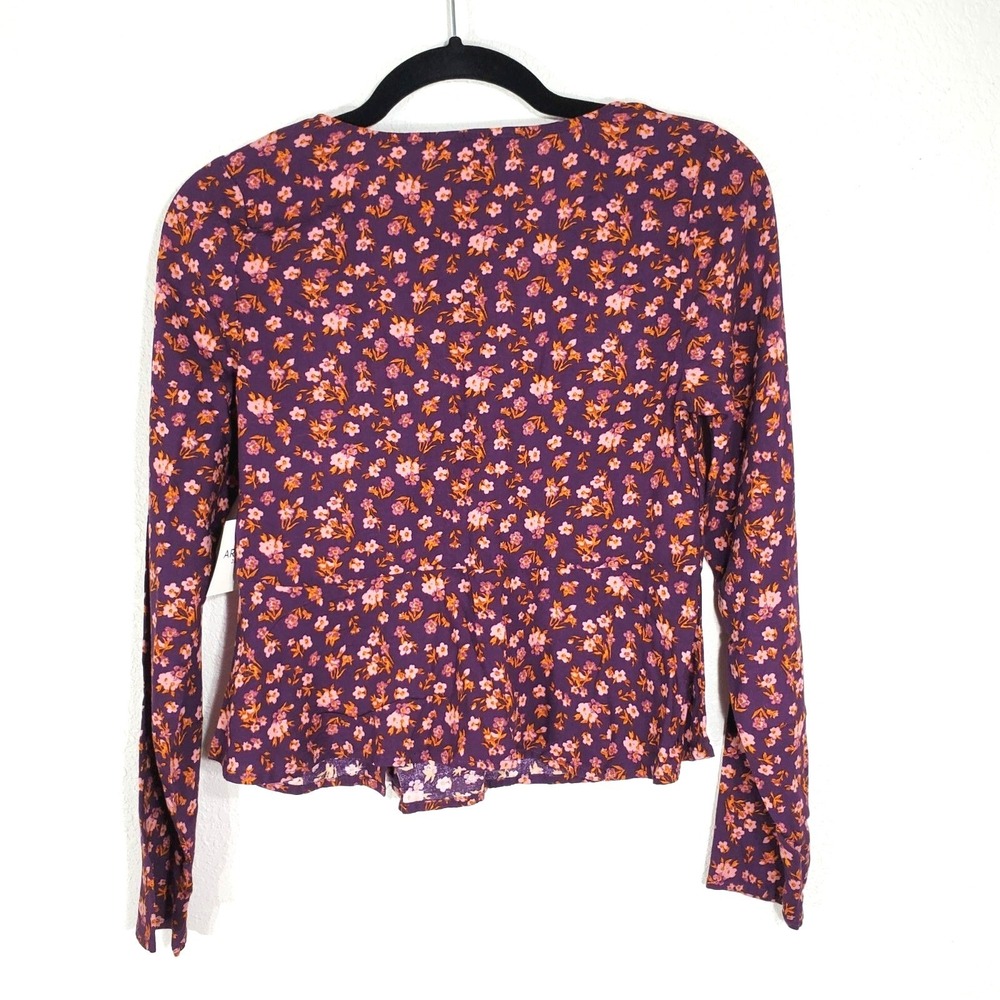 Arizona Jean Co. Womens XS Extra Small Top Floral Button-Down Long Sleeve Rayon - Picture 8 of 10
